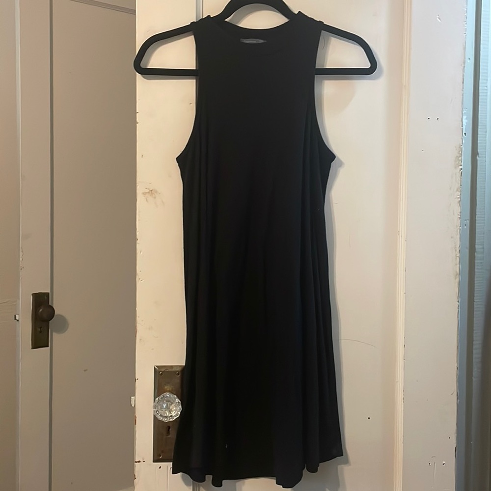 Black high neck ribbed dress